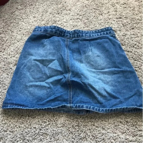 Forever 21 Button Down Distressed Jean Skirt - Picture 3 of 4